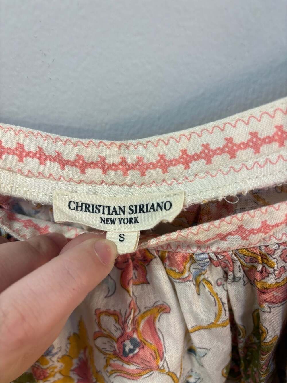 Christian Siriano New York Cropped Blouse Size Small Linen Floral Peasant Boho J - Picture 4 of 7